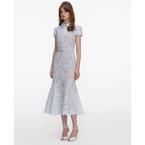 Self Portrait Blue Guipure Lace Midi Dress US 6 - Picture 2 of 10